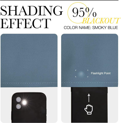 NICETOWN Blackout Curtains Window Drapes - (Smoky Blue Color) 52 inches W by 63 inches L, Set of 2, Blackout Curtain Panels for Boy's Nursery