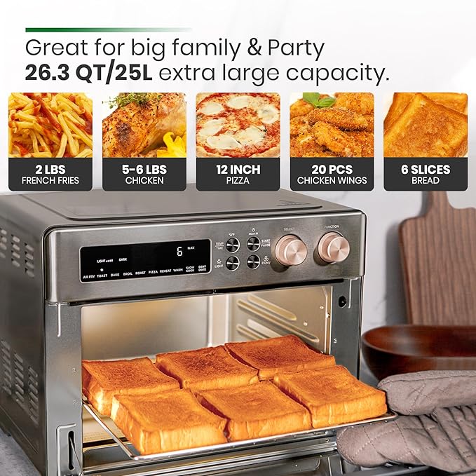 VAL CUCINA Infrared Heating Air Fryer Toaster Oven, Extra Large Countertop - Image 4
