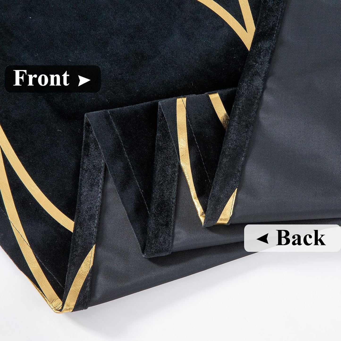 L.Z.E Black Gold Blackout Curtains for Bedroom, Heavy Duty Velvet Curtains 120 Inches Long 2 Panels Set, 80% Room Darkening Curtains for Living Room, Extra Long & Thick Drapes with Gold Pattern