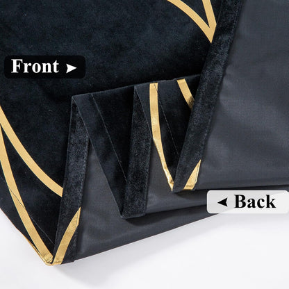 L.Z.E Black Gold Blackout Curtains for Bedroom, Heavy Duty Velvet Curtains 120 Inches Long 2 Panels Set, 80% Room Darkening Curtains for Living Room, Extra Long & Thick Drapes with Gold Pattern