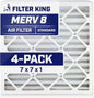 Filter King 7x7x1 Air Filter | 4-PACK | MERV 8 HVAC Pleated A/C Furnace Filters by FilterKing