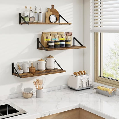 Axeman Deep Floating Shelves | 24 Inch Brown Wall Shelves Set of 2 | 10 Inch - Image 2