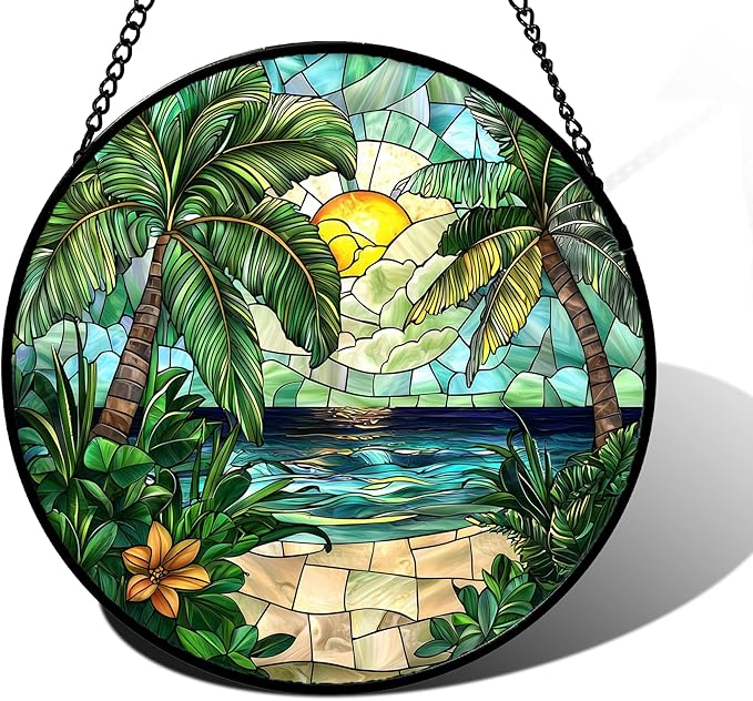 DASTOLL Stained Glass Window Hanging, and Mom 9.8 in by DASTOLL