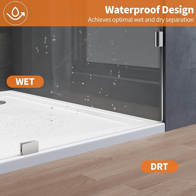 Shower Glass Panel, Frameless Walk in Shower Door - Image 5