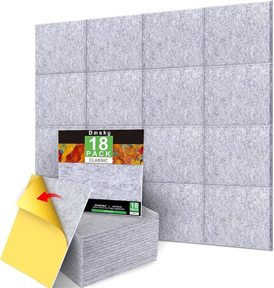18 Pack Gray Acoustic Panels 12"X12"X 0.4" Soundproof Wall Panels Wall by Unknown