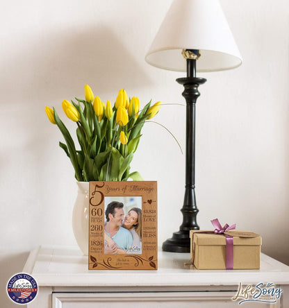 5 Year Anniversary Picture Frame Gifts, Wood Wedding Anniversary Frame for Wife Men Husband