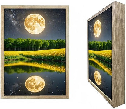 URVIP LED Glowing Photo Frame, 3D Starry-Sky Blue Moon Wall Art, 9x12 Inches by URVIP