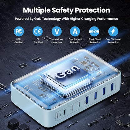 USB C Charger 200W USB C Charger Block, Upgraded GaN III 8-Port Fast Charging - Image 3
