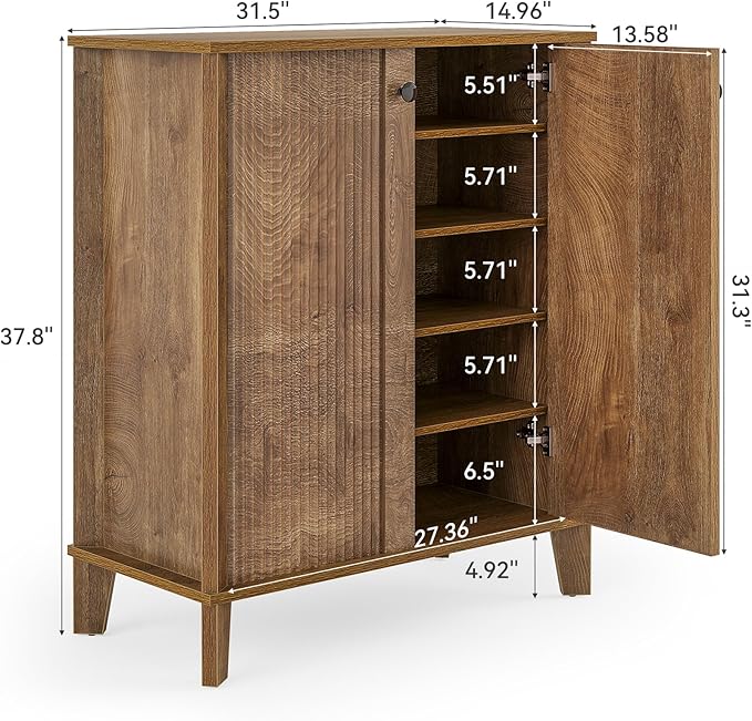 LITTLE TREE Shoe Cabinet with Doors, 5-Tier Shoe Cabinet - Image 2