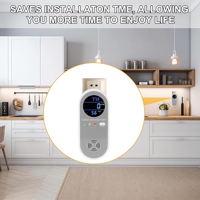 2 Packs Carbon Monoxide Detectors, Plug in Carbon Monoxide Alarm, 3-in-1 - Image 6