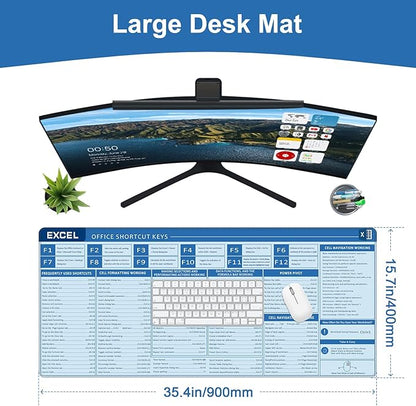 Baziabbo Office Desk Mat, Excel Cheat Sheet Keyboard Mat, Excel Shortcut Desk - Image 2