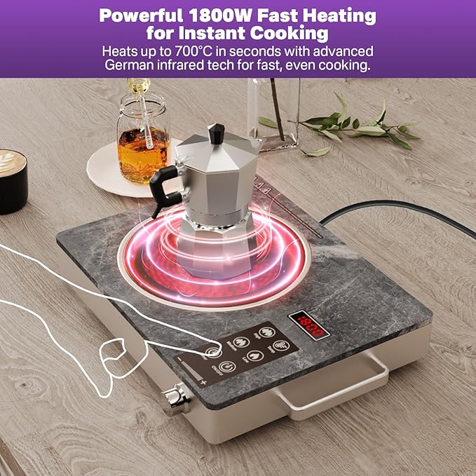 Portable Electric Stove 1800W, Single Burner Ceramic Hot Plate - Image 2