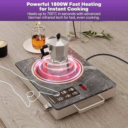 Portable Electric Stove 1800W, Single Burner Ceramic Hot Plate - Image 2