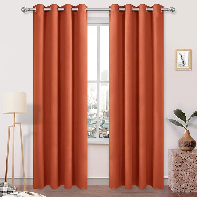 DWCN Black Out Curtains 84 Inch Long 2 Panels, Thermal Light Blocking Room by DWCN
