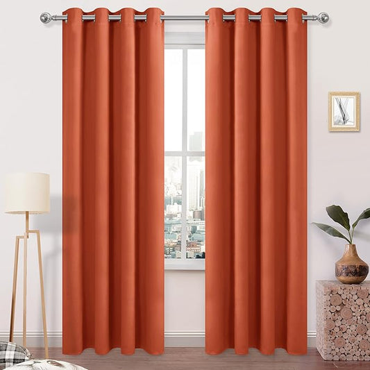 DWCN Black Out Curtains 84 Inch Long 2 Panels, Thermal Light Blocking Room by DWCN