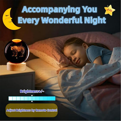 3D Crystal Ball Lamp with Lifelike LED Bear, 16 Color Changing Light, Dimmable - Image 3