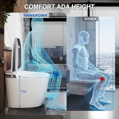 Smart Toilet with Built-in Tank, Pump-Assisted Flush, Foot Sensor, Heated Seat - Image 3