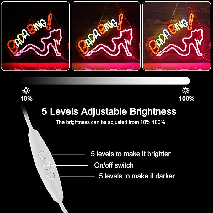 ZODZ Bada Bing Neon Sign for Wall Décor Sopranos Merch Girls Dimmable LED Neon - Image 2