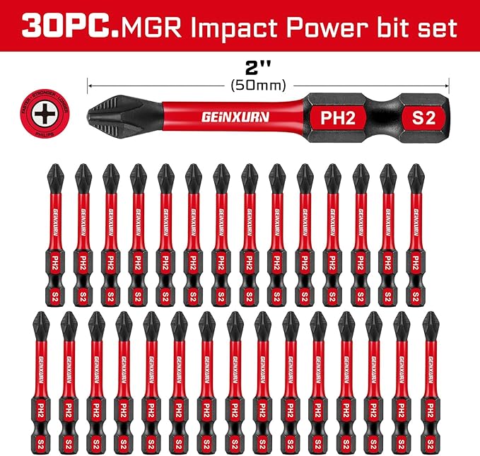 30Pieces Magnetic #2 Phillips 2 in. Hex Anti-Slip Screwdriver Bits, 1/4 Inch - Image 2
