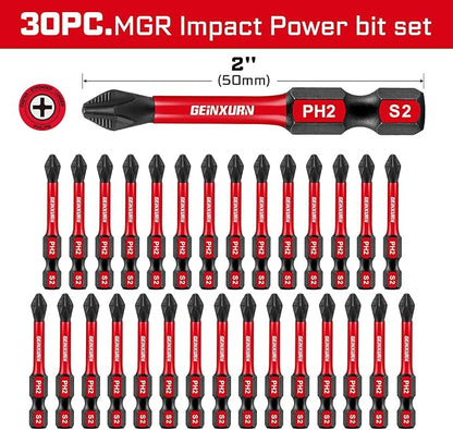 30Pieces Magnetic #2 Phillips 2 in. Hex Anti-Slip Screwdriver Bits, 1/4 Inch - Image 2