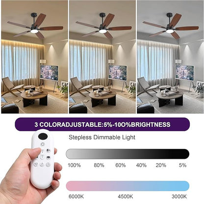 ARTPLAN 52" Ceiling Fan with Light and Remote, Noiseless DC Motor & Reversible - Image 5