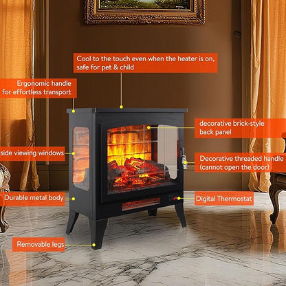 21" Electric Fireplace Stove Heater, Freestanding Electric Fireplace - Image 5