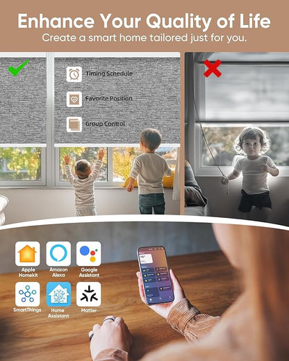 Kincmo Motorized Blinds with Remote, 100% Blackout Motorized Roller Shades Work - Image 3