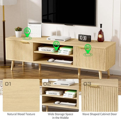 SHGJ&SOFT Storable TV Stand 65 Inch, Mid Century Modern TV Console Two Cabinet - Image 4