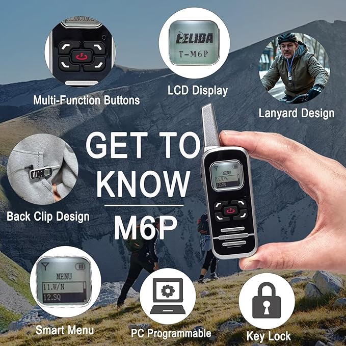 ELIDAIP M6P Mini Walkie Talkies, 1100mAh Battery Rechargeable, 128 Channels - Image 8