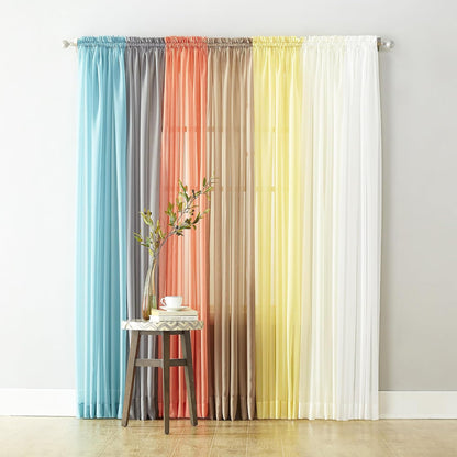 No. 918 Emily Sheer Voile Rod Pocket Curtain Panel, 59" x 120", White