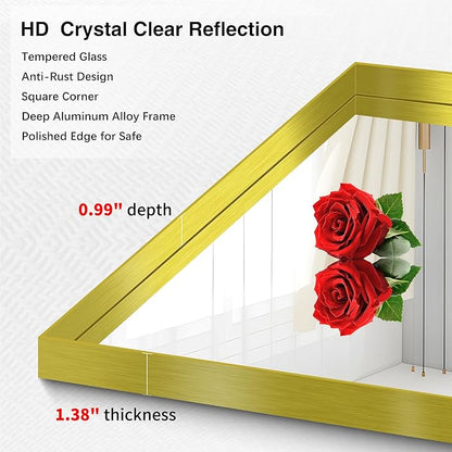 Gold Bathroom Mirror, 30x60 Inch Rectangular Deep Frame Mirror, Large Wall - Image 4