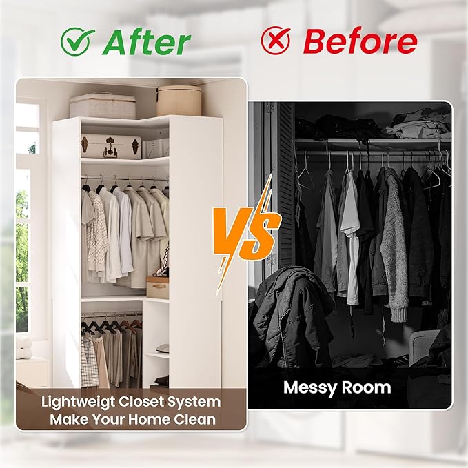 HOMPUS Corner Closet System, 80” L-Shaped Corner Wardrobe - Image 6