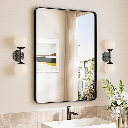 TokeShimi 24x32 Black Bathroom Mirror, Bathroom Vanity Mirror by RefinedBathroomAccessories