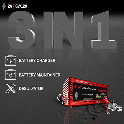Schumacher Electric 2A Car Battery Charger and Maintainer, 3-in-1 Solution - Image 2