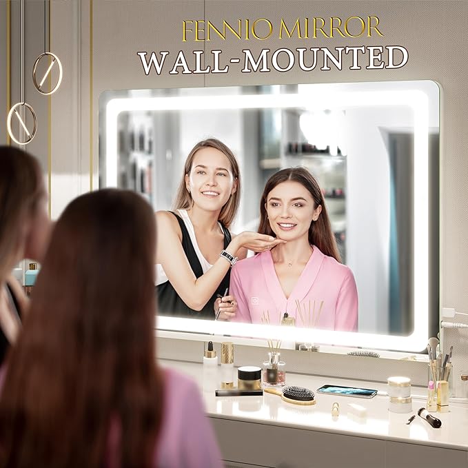 FENNIO Vanity Mirror with Lights 32"x22", Lighted Makeup Mirror, Large Vanity - Image 4