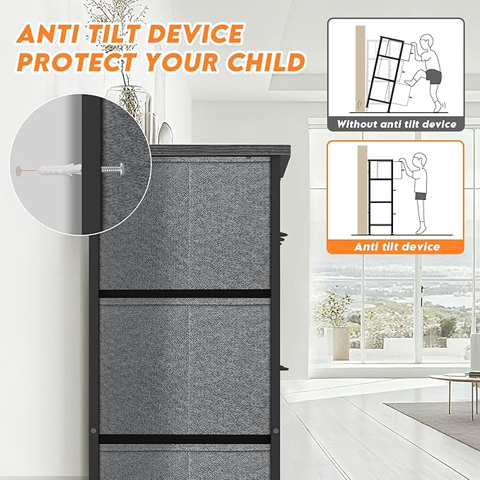 Curved Profile Dresser for Bedroom, Chest of Drawers, 9 Storage Drawers - Image 5