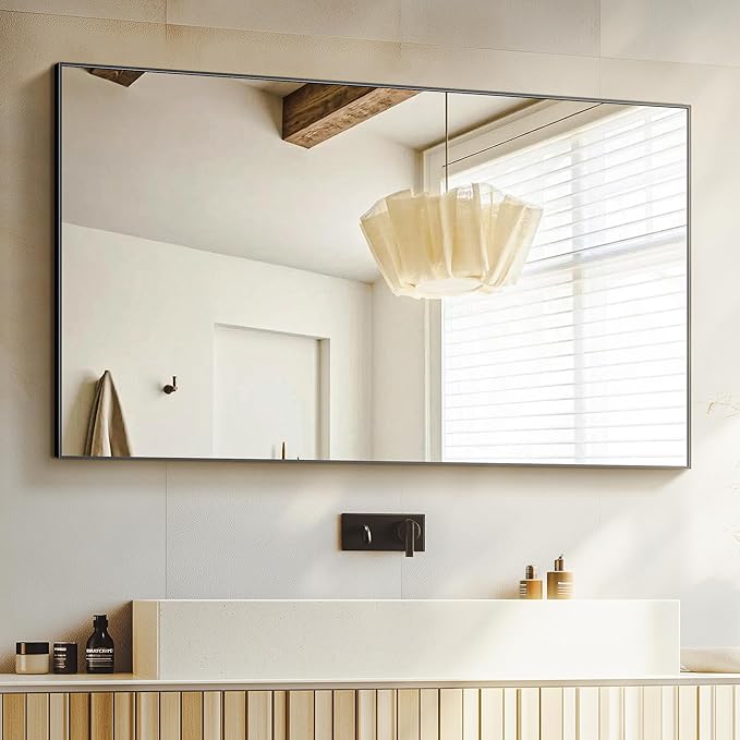 Bathroom Vanity Mirror for Wall, HD Shatterproof Glass, Hangs Horizontally or - Image 3