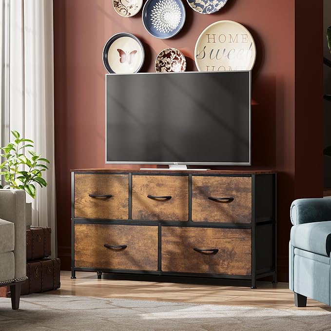 WLIVE Dresser for Bedroom with 5 Drawers, Wide Chest of Drawers, Fabric Dresser - Image 2
