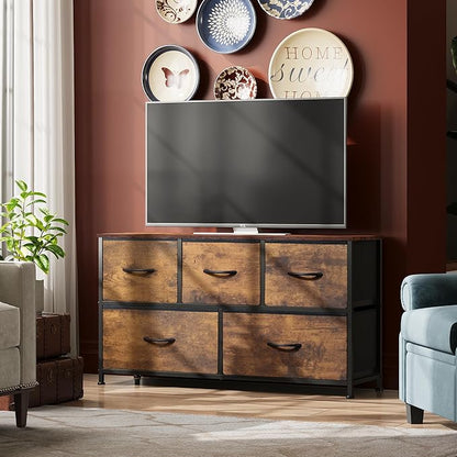 WLIVE Dresser for Bedroom with 5 Drawers, Wide Chest of Drawers, Fabric Dresser - Image 2