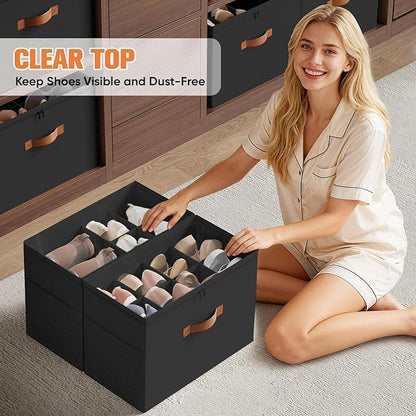 2 Pack Shoe Organizer for Closet, Foldable Shoe Storage Organizer - Image 6