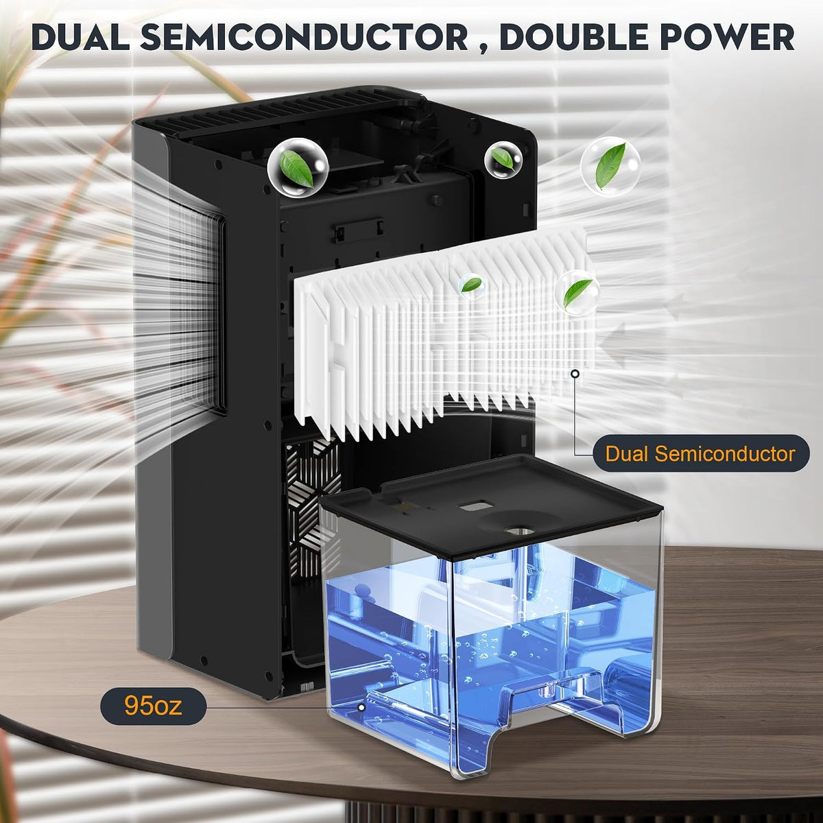 tolife dehumidifier, 1000 sq ft 95 oz tank, close-up detail