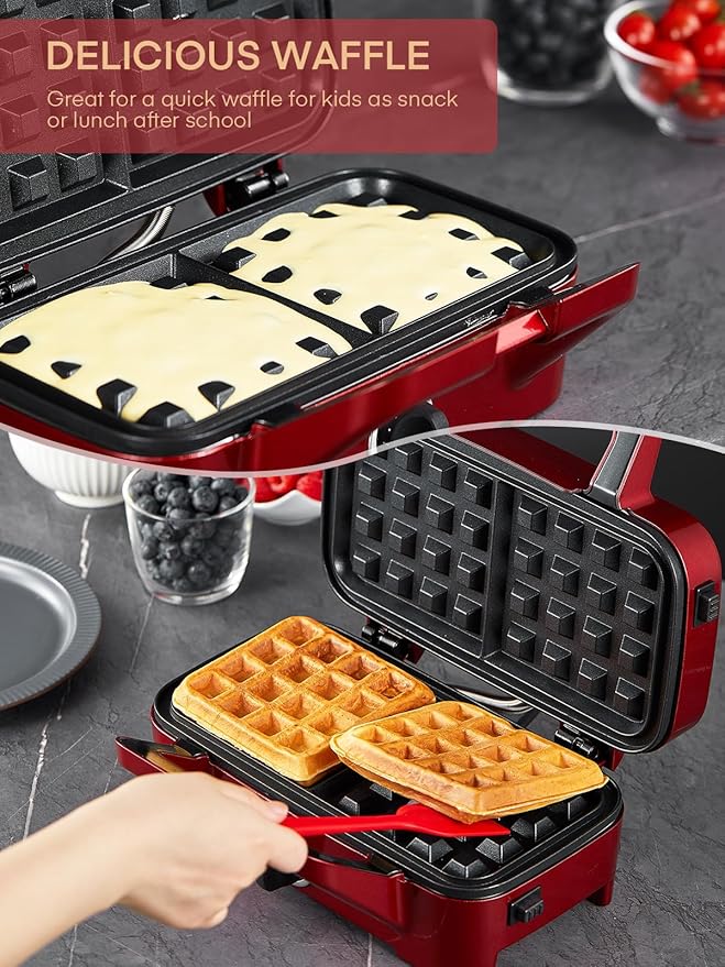 FOHERE Waffle Maker 3 in 1 Sandwich Maker 1200W Panini Press - Image 8