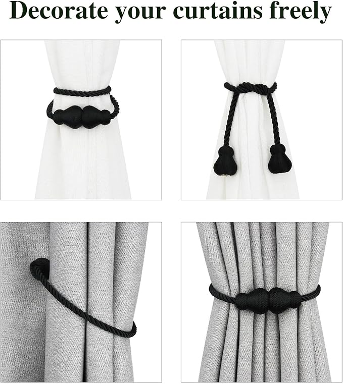 Nieffeiy Magnetic Curtain Tiebacks Outdoor Curtain Tie Backs Rope Decorative - Image 4