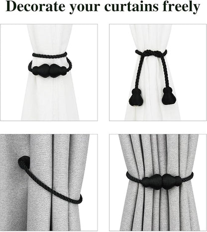Nieffeiy Magnetic Curtain Tiebacks Outdoor Curtain Tie Backs Rope Decorative - Image 4