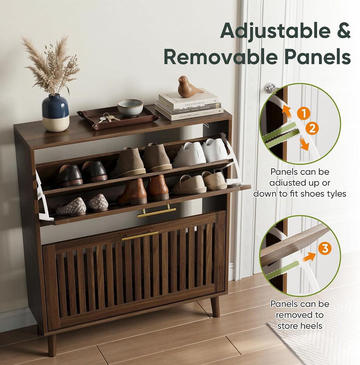 smart fendee 31.5" w shoe cabinet storage for, side view