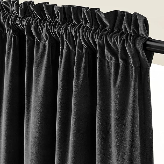 Lazzzy Velvet Blackout Extra Long Curtains Thermal Insulated Room Window Drapes - Image 2