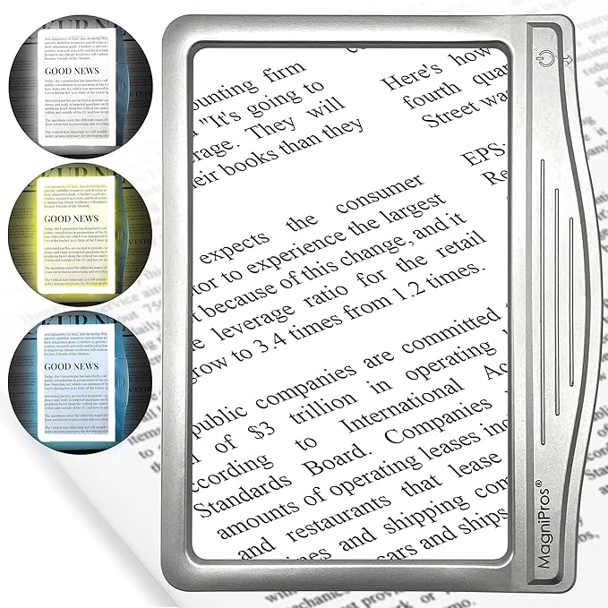 MAGNIPROS Patented 3X Large LED Page Magnifier by MagniPros