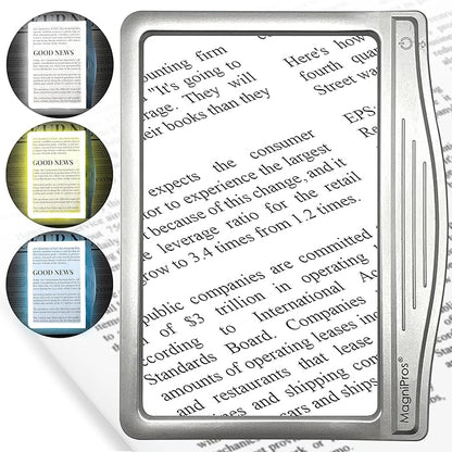 MAGNIPROS Patented 3X Large LED Page Magnifier by MagniPros