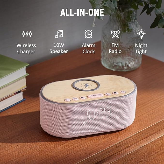 uscce Alarm Clock Bluetooth FM Radio: 10W Stereo Sound Speaker - Image 2