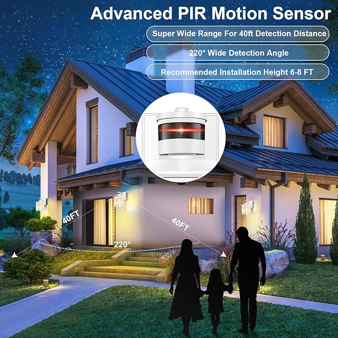 XANGQAN Motion Sensor Outdoor Wall Lights White Dusk to Dawn Light Fixture - Image 2